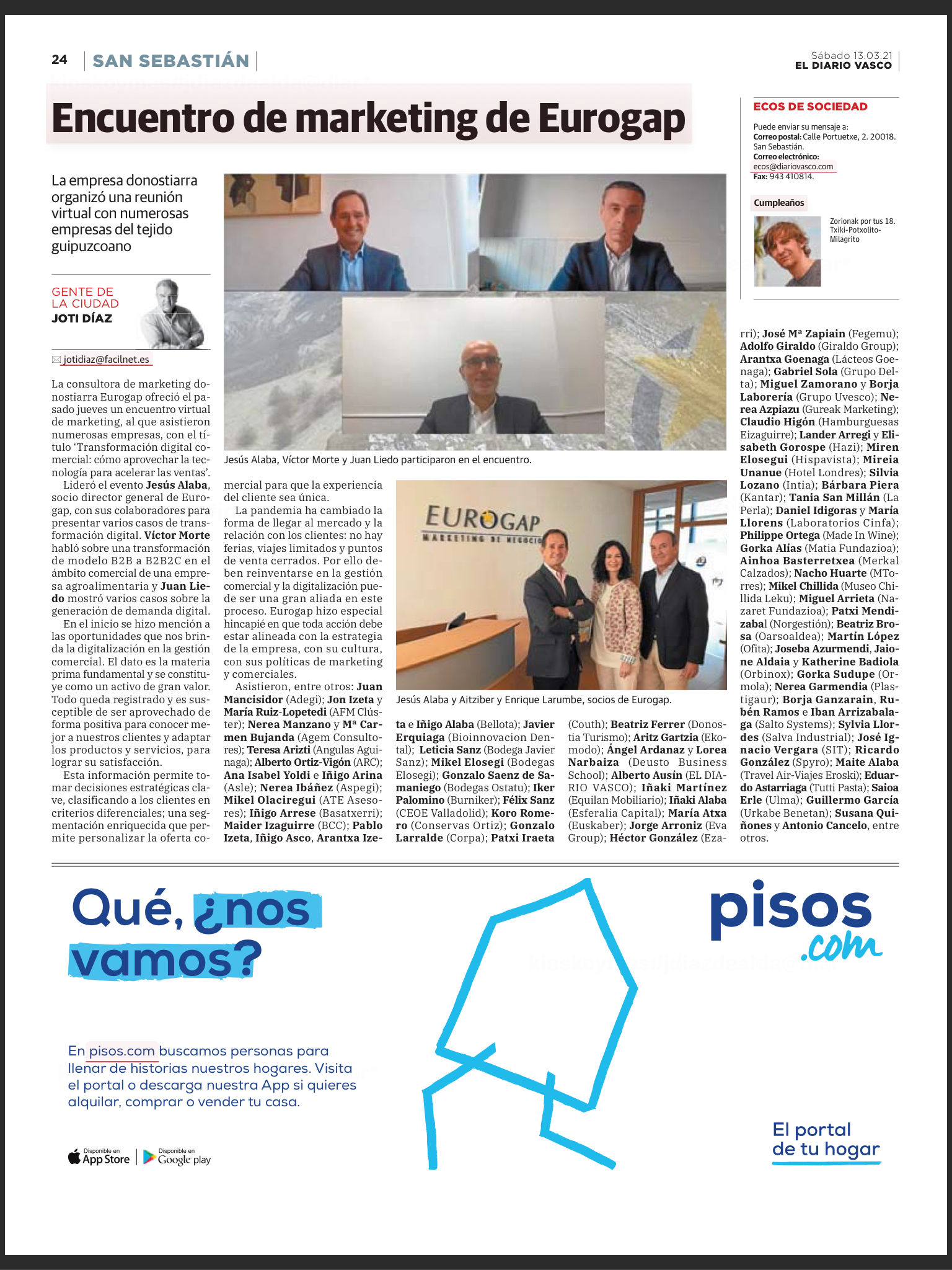Encuentro de Marketing Eurogap El Diario Vasco marzo 2021