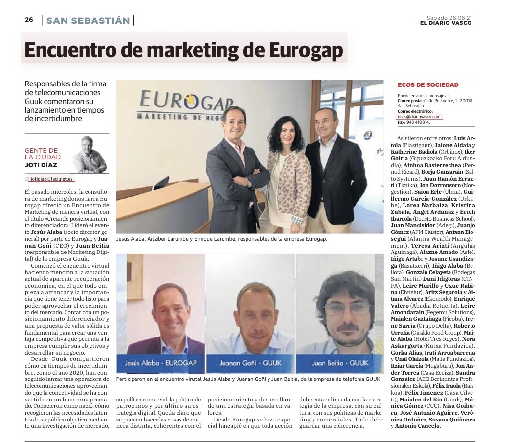 Encuentro de marketing de Eurogap El Diario Vasco 2021